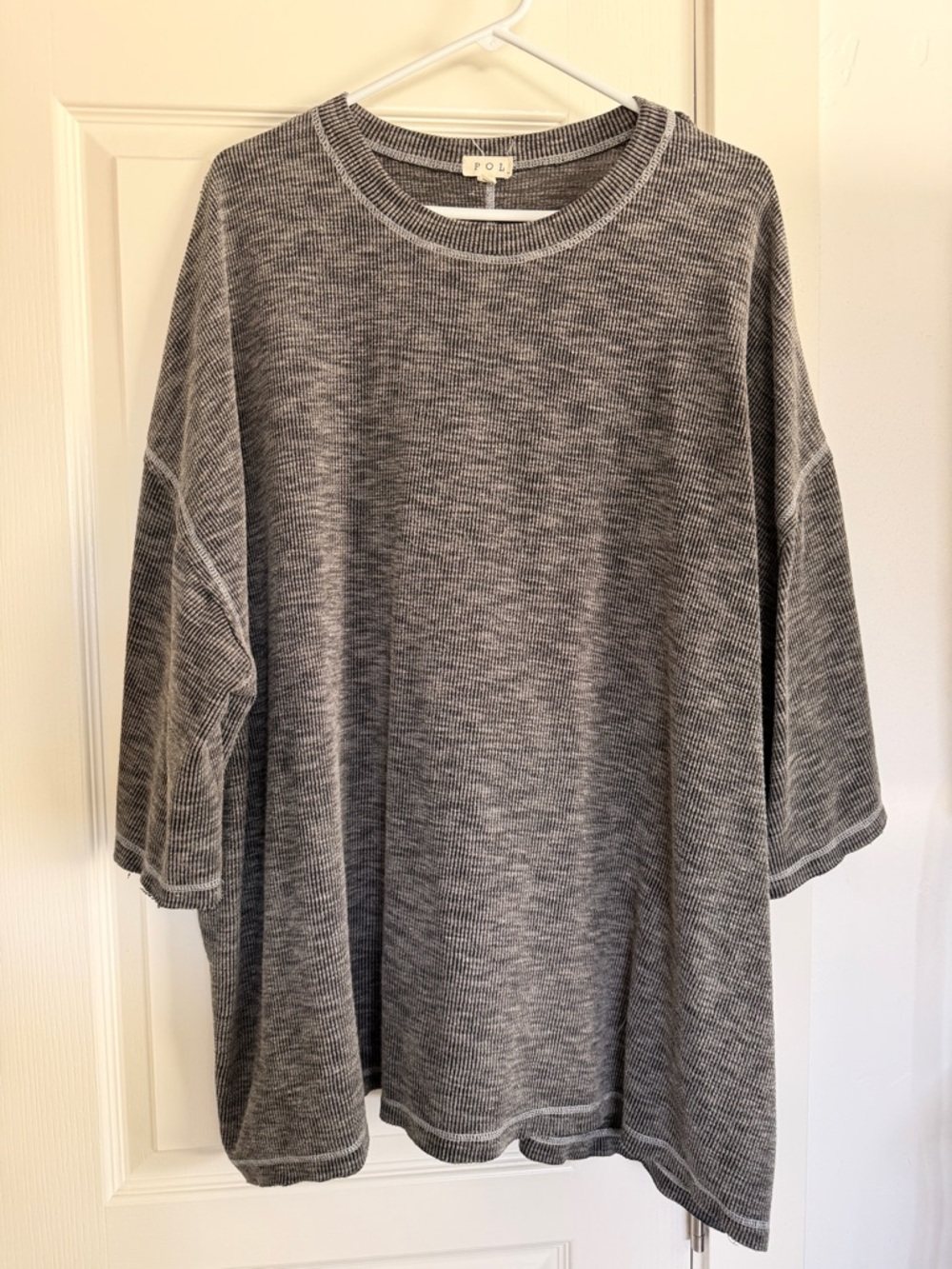 Three Bird Nest Gray Marled Oversized Knit Top